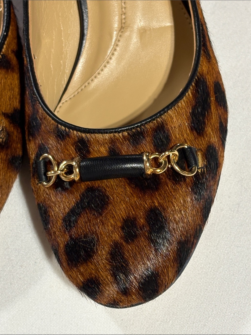 Talbots Calf Hair Leopard-Print Block Heel Pumps with Gold Accent NNT 9.5 - Picture 14 of 16